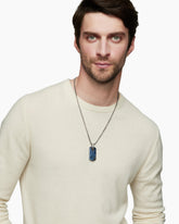 Chevron Tag in Sterling Silver with Pietersite, 42mm